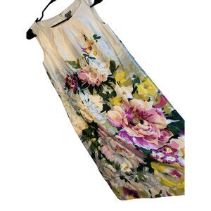 Ann Taylor Petites Floral Garden Sleeveless Sheath Dress 8P Silk Blend RR10490